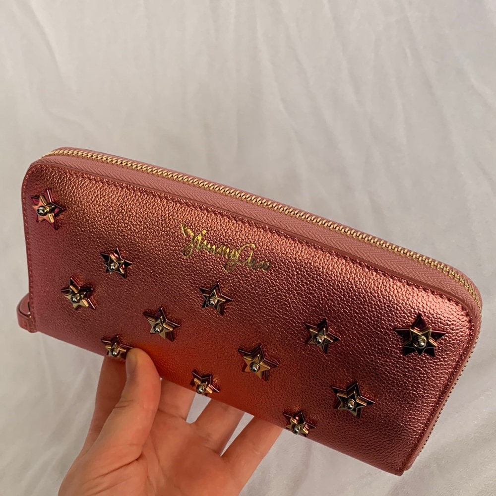 Brand New Jimmy Choo Filipa Wallet Metallic Pink with Star Appliqué - Picture 7 of 8